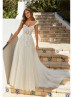 Cap Sleeves Beaded Ivory 3D Lace Tulle Fashion Wedding Dress